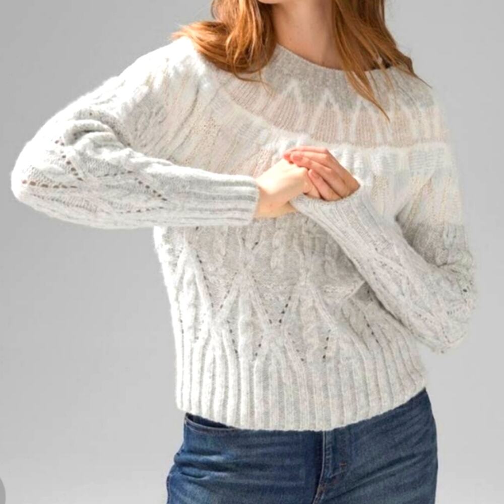 WHBM Cable Knit & Lurex Bateau Sweater Size XL